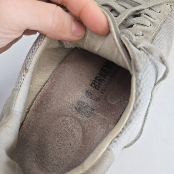 Birkenstock | Bend 'Whale Gray' tan suede neutral lace-up sneakers | WMS 9 - Picture 4 of 11